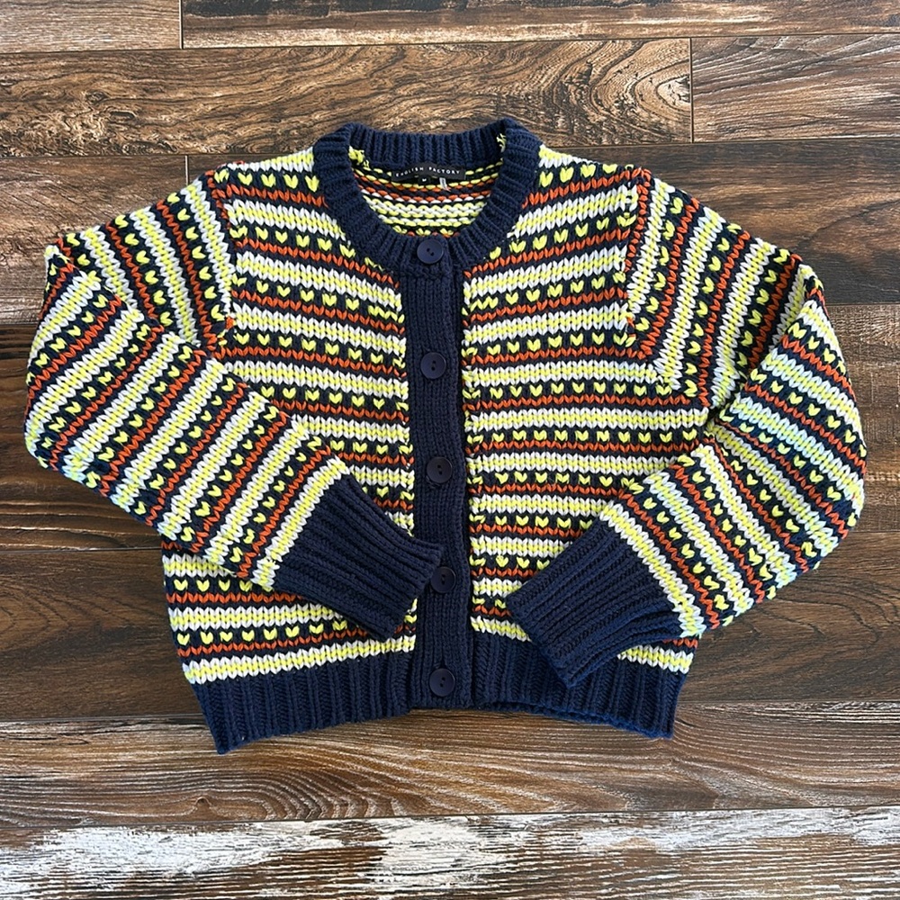 English Factory size medium crop cardigan sweater